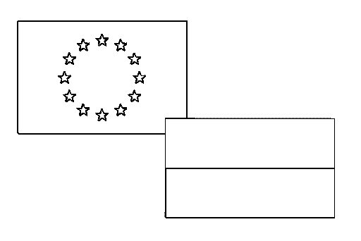 Online coloring book: Flag of the European Union and Poland coloring page